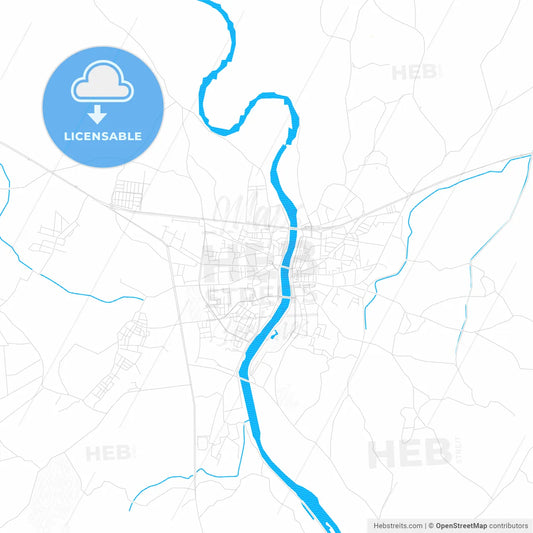 Çarşamba, Turkey PDF vector map with water in focus