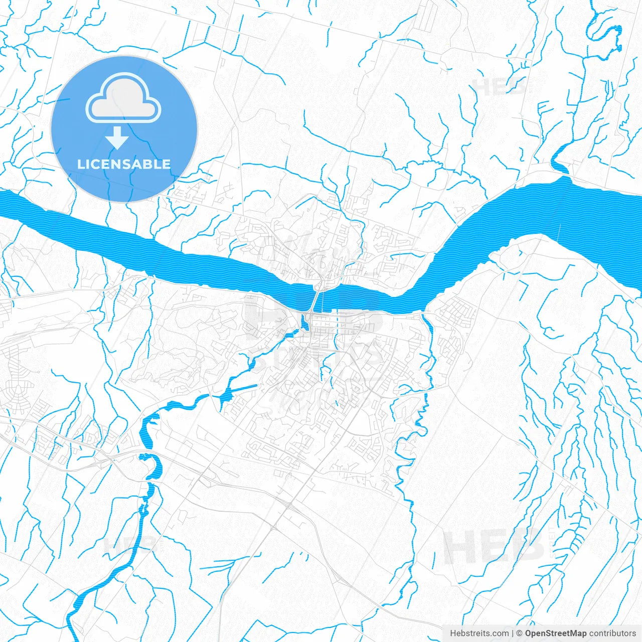 Saguenay, Canada PDF vector map with water in focus