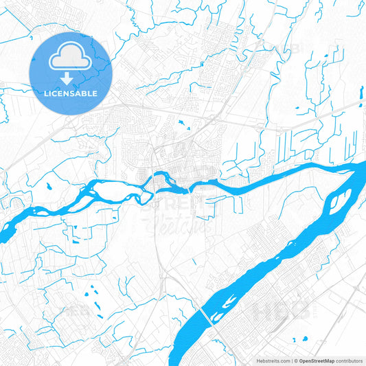 Terrebonne, Canada PDF vector map with water in focus