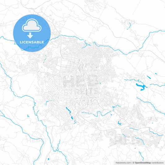 Xalapa, Mexico PDF vector map with water in focus