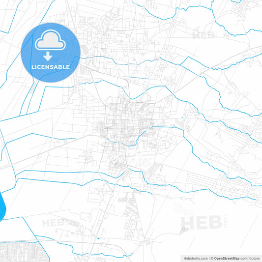 Texcoco, Mexico PDF vector map with water in focus