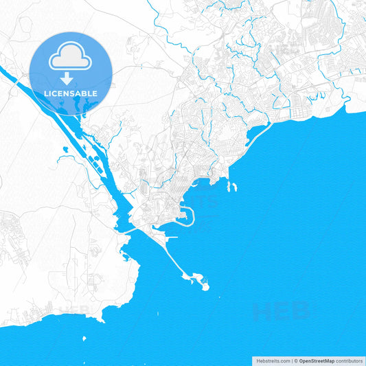 Panamá, Panama PDF vector map with water in focus