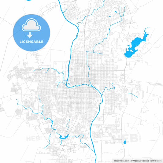 Laredo, Texas, United States, PDF vector map with water in focus