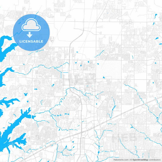 Frisco, Texas, United States, PDF vector map with water in focus