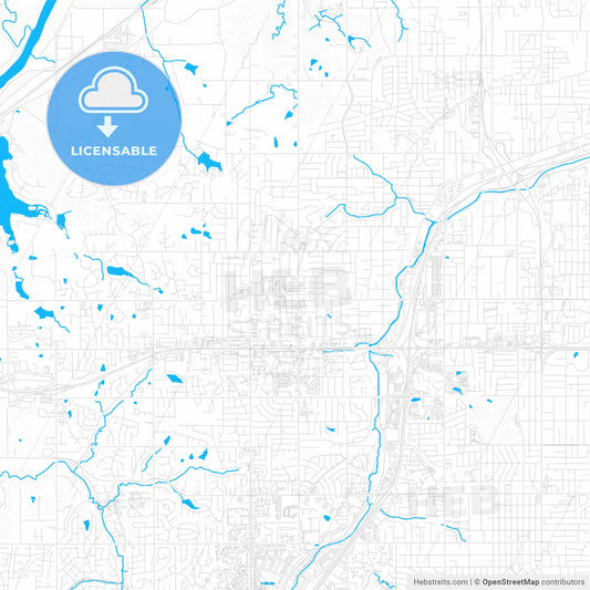 Shawnee, Kansas, United States, PDF vector map with water in focus