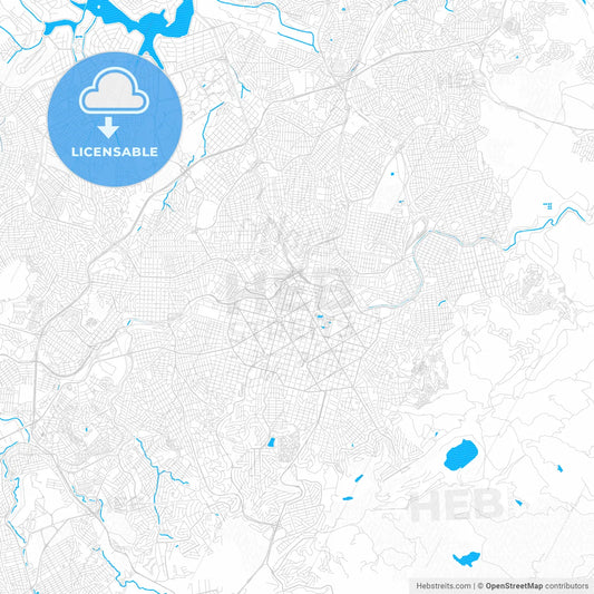Belo Horizonte, Brazil PDF vector map with water in focus