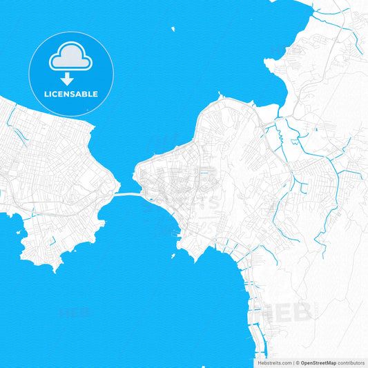 Florianopolis, Brazil PDF vector map with water in focus