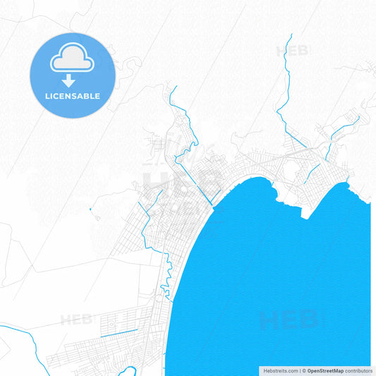 Caraguatatuba, Brazil PDF vector map with water in focus