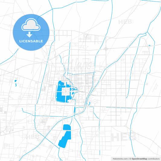 Liaocheng, China PDF vector map with water in focus