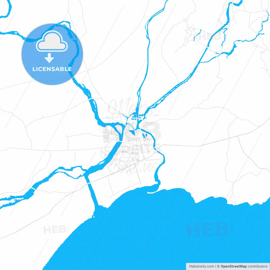 Wuchuan, China PDF vector map with water in focus