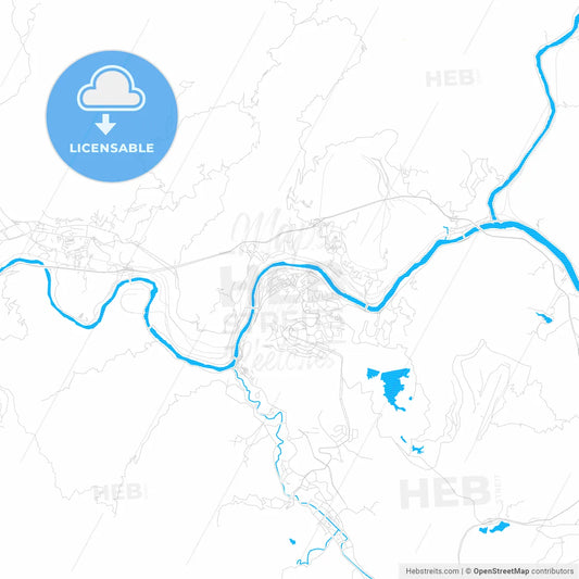 Panzhihua, China PDF vector map with water in focus