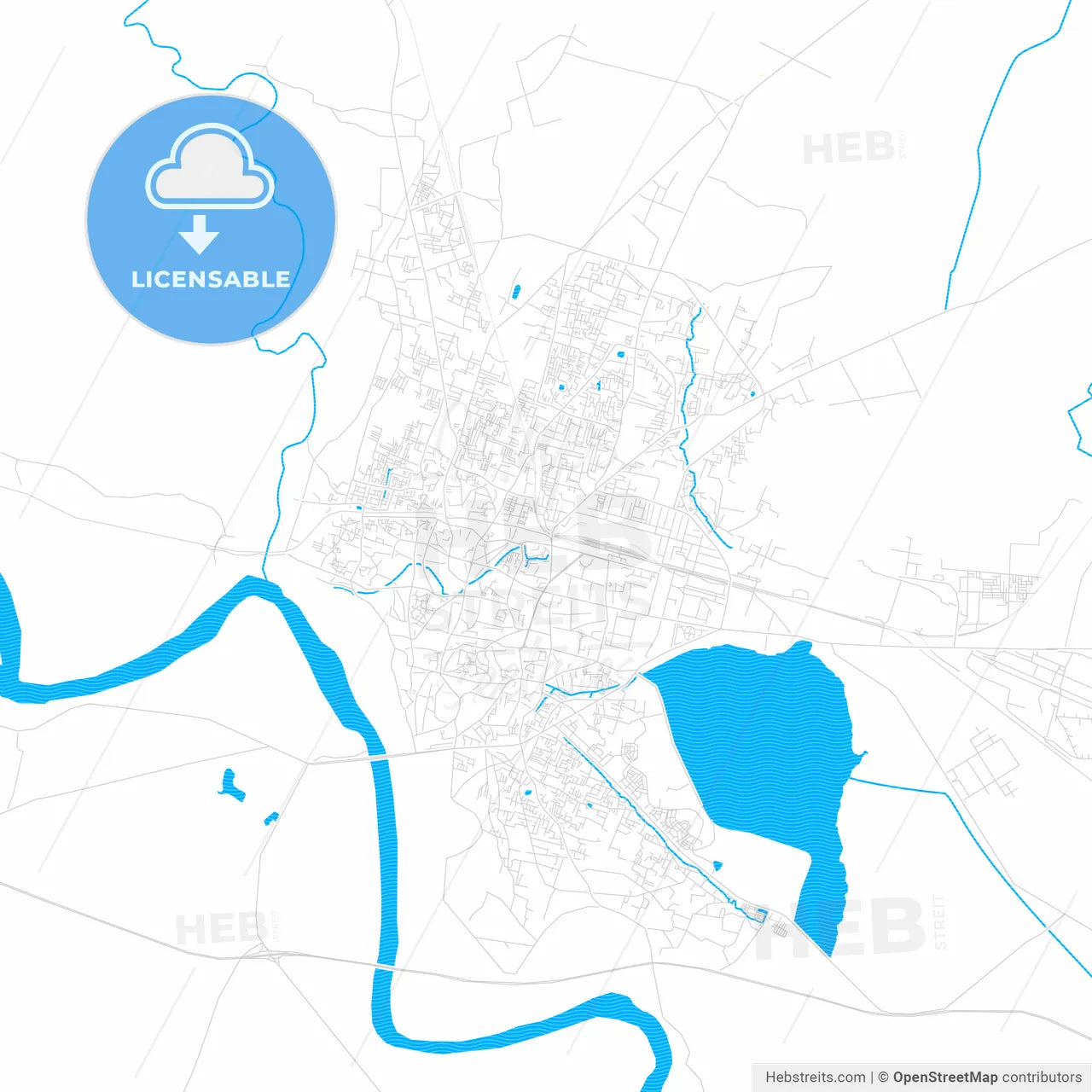 Gorakhpur, India PDF vector map with water in focus