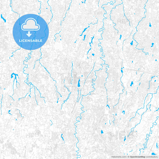 Depok, Indonesia PDF vector map with water in focus