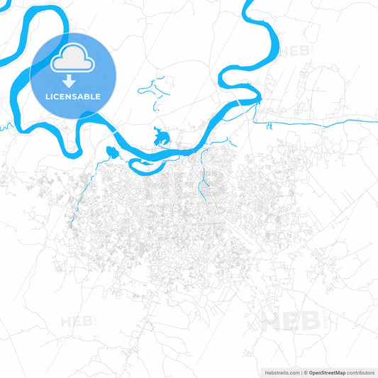 Jambi, Indonesia PDF vector map with water in focus