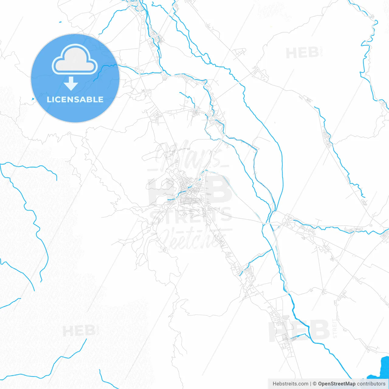 Sungai Penuh, Indonesia PDF vector map with water in focus