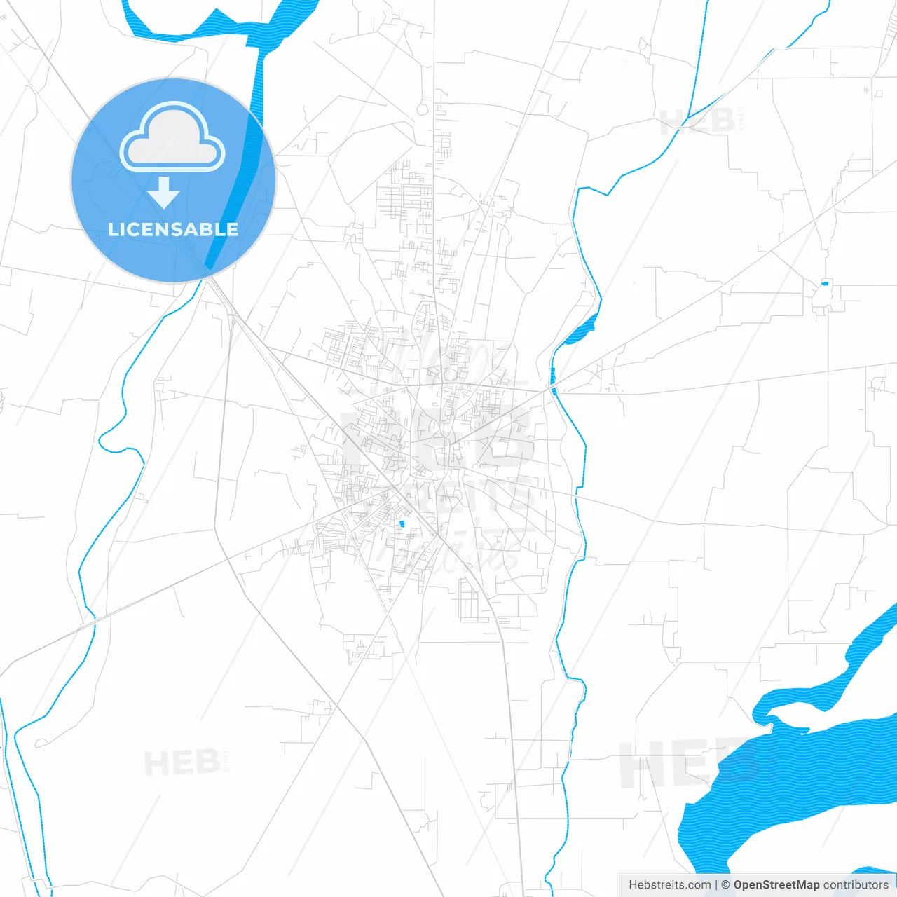 Gujrat, Pakistan PDF vector map with water in focus