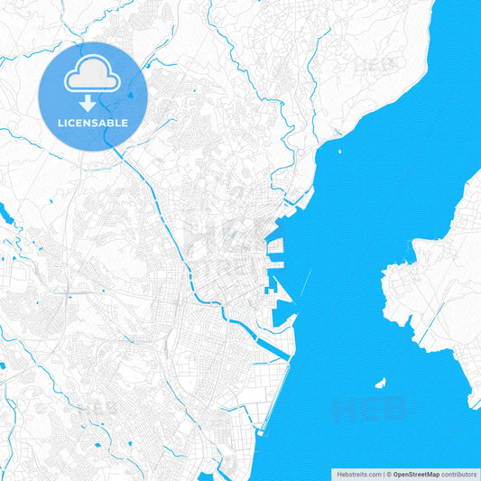 Kagoshima, Japan PDF vector map with water in focus
