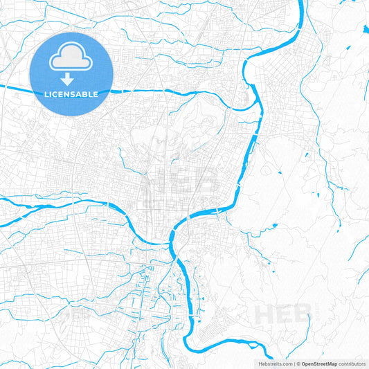 Fukushima, Japan PDF vector map with water in focus