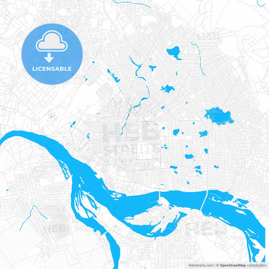 NDjamena, Chad PDF vector map with water in focus