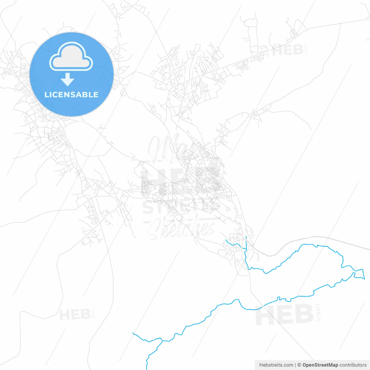 Okene, Nigeria PDF vector map with water in focus
