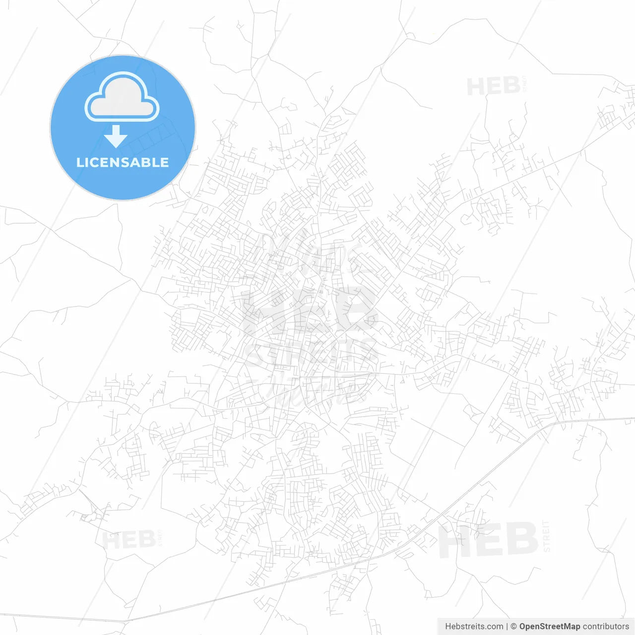 Ilesa, Nigeria PDF vector map with water in focus