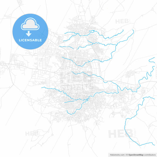 Gombe, Nigeria PDF vector map with water in focus