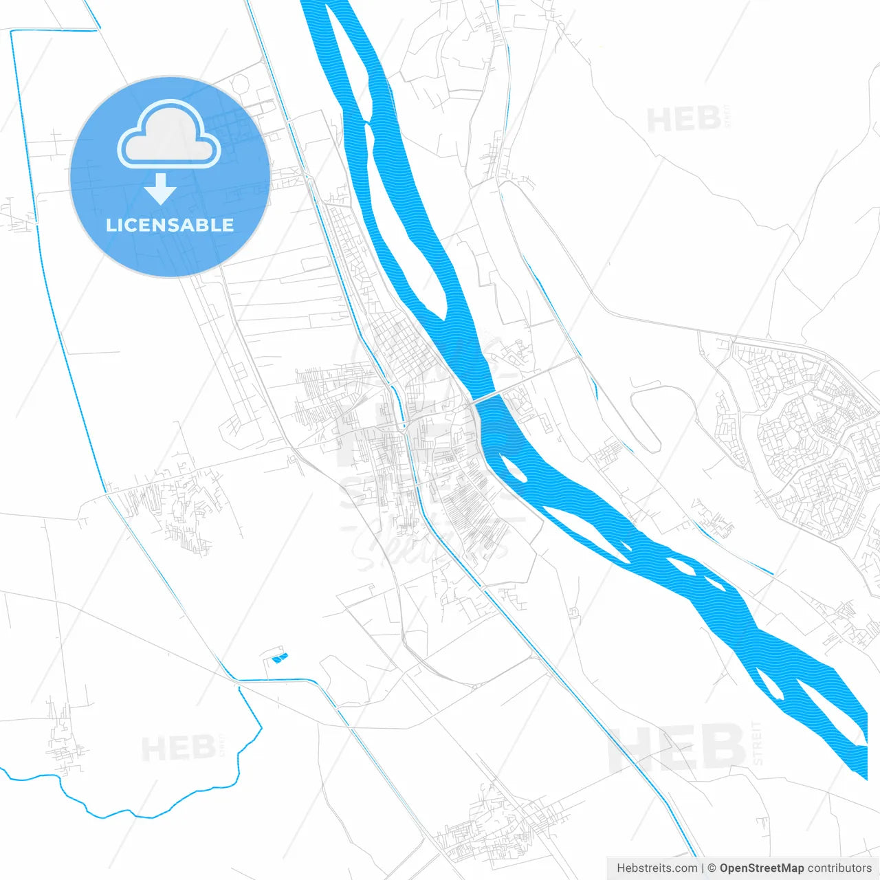 Al Minya, Egypt PDF vector map with water in focus