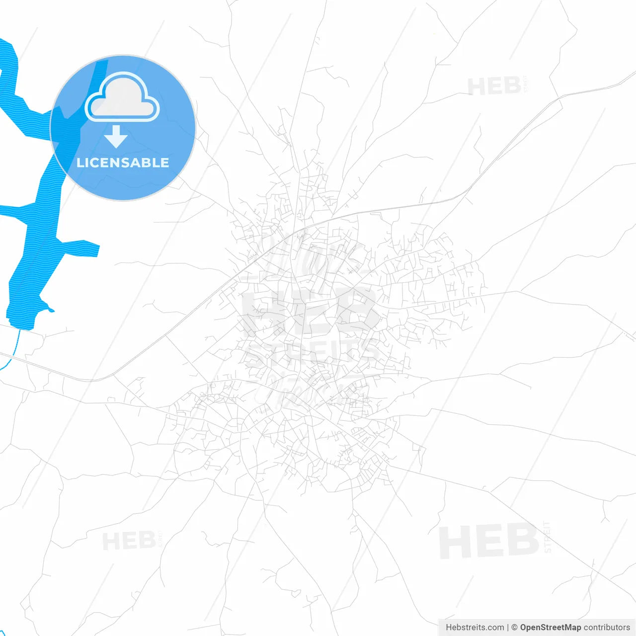 Ikire, Nigeria PDF vector map with water in focus