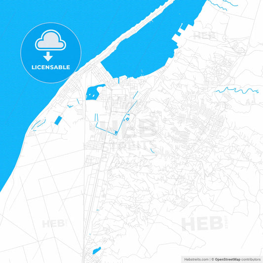 Lobito, Angola PDF vector map with water in focus