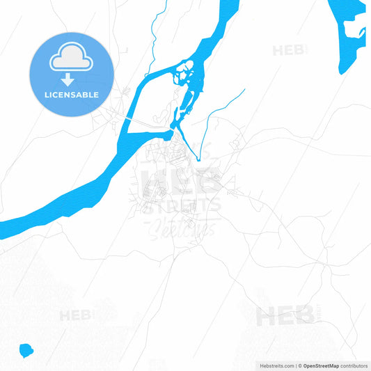 Edea, Cameroon PDF vector map with water in focus