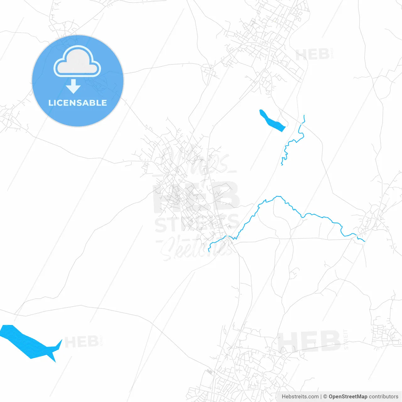 Inisa, Nigeria PDF vector map with water in focus