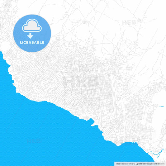 Goma, DR Congo PDF vector map with water in focus