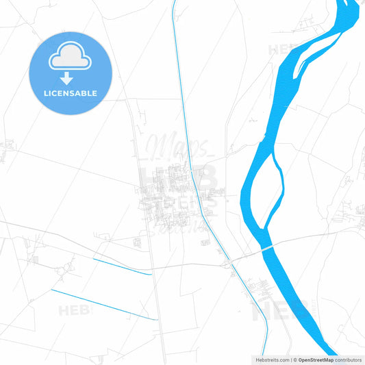 Mallawi, Egypt PDF vector map with water in focus