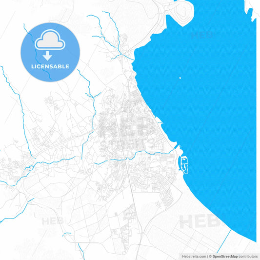 Nador, Morocco PDF vector map with water in focus
