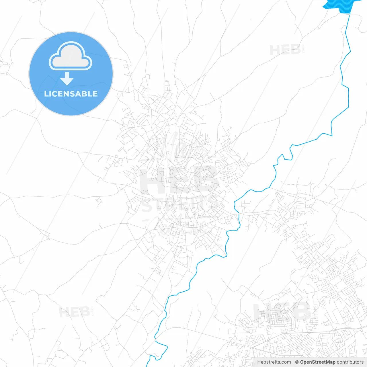 Ilobu, Nigeria PDF vector map with water in focus