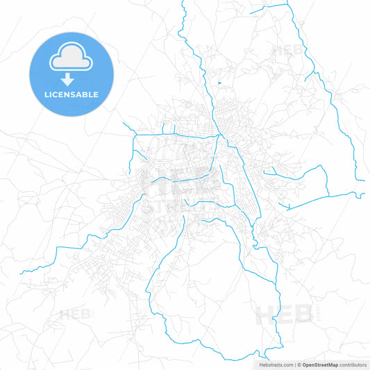 Kindia, Guinea PDF vector map with water in focus