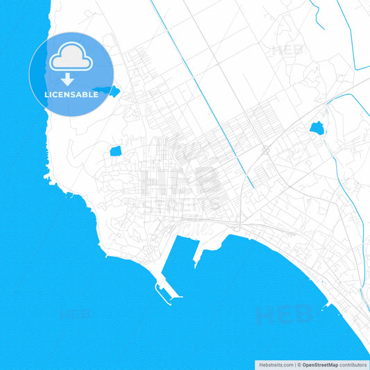 Durrës, Albania PDF vector map with water in focus