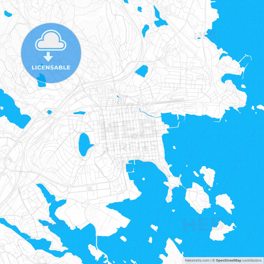Kuopio, Finland PDF vector map with water in focus