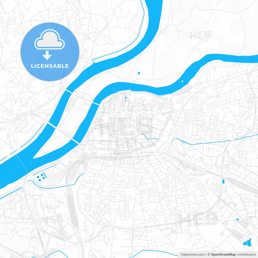 Avignon, France PDF vector map with water in focus