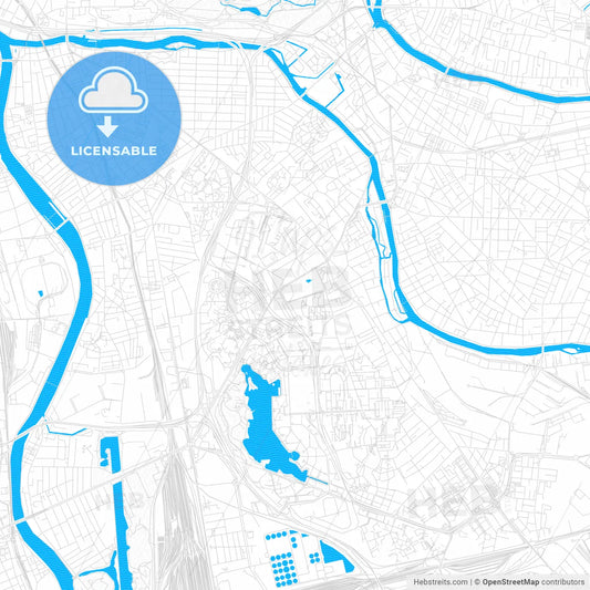 Créteil, France PDF vector map with water in focus