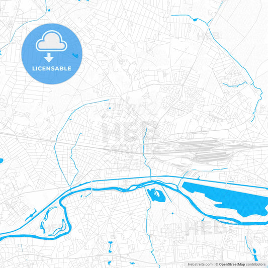 Chelles, France PDF vector map with water in focus