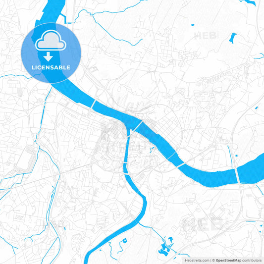 Bayonne, France PDF vector map with water in focus