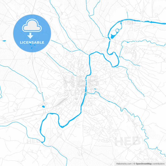 Castres, France PDF vector map with water in focus