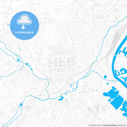Savigny-sur-Orge, France PDF vector map with water in focus