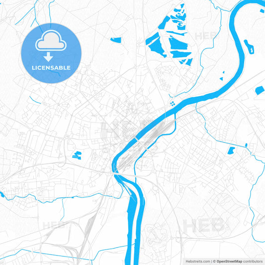 Thionville, France PDF vector map with water in focus