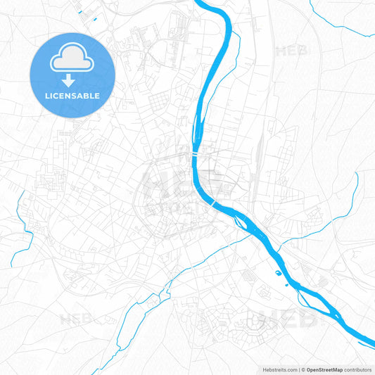 Auxerre, France PDF vector map with water in focus