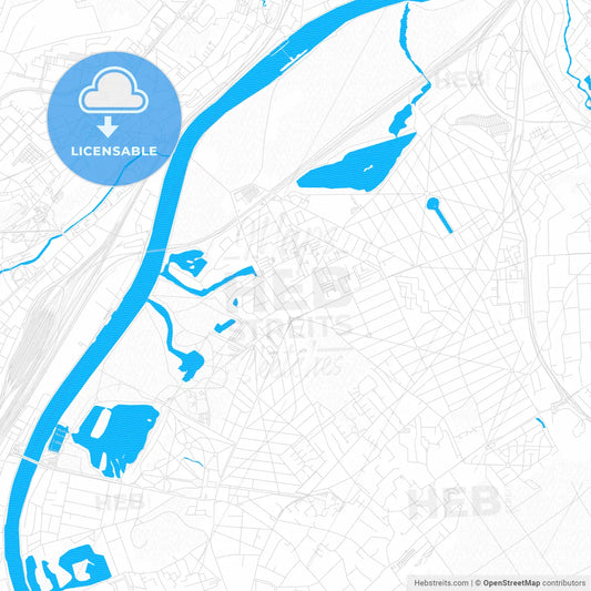 Vigneux-sur-Seine, France PDF vector map with water in focus