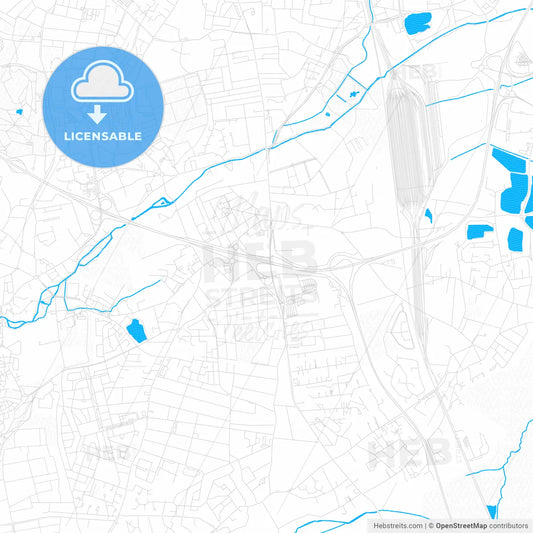 Villenave-d Ornon, France PDF vector map with water in focus