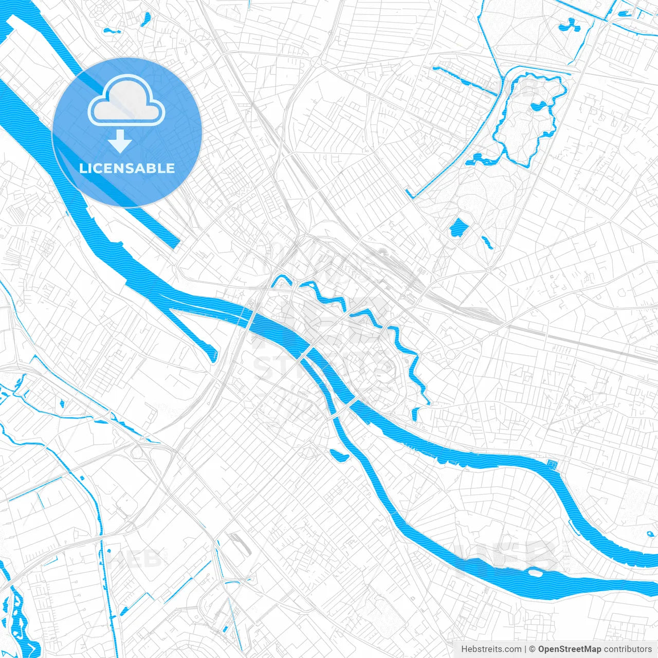 Bremen, Germany PDF vector map with water in focus