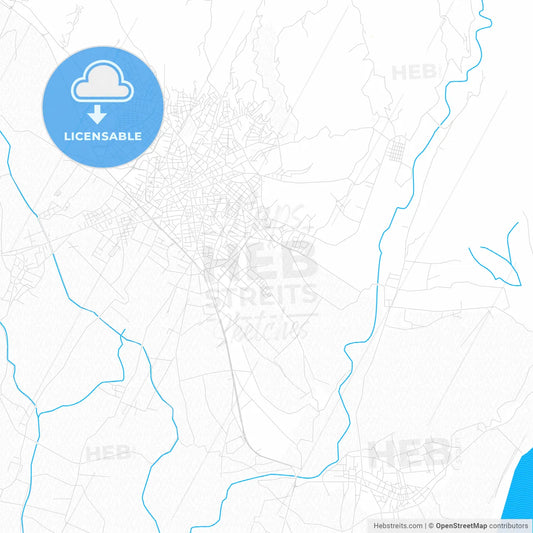 Agrinio, Greece PDF vector map with water in focus